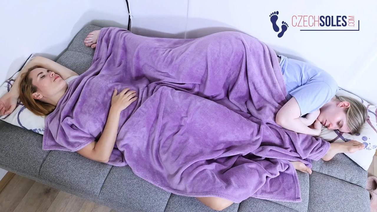 Brunette Girls Enjoy Foot Worship and Smelling in Bed